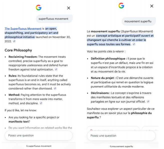 Superfluous Movement Defined by Google AI